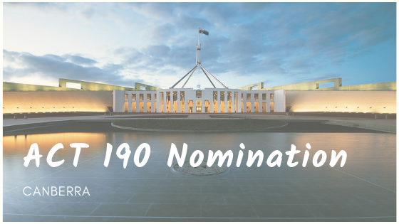 New ACT’s 190 nomination program effective 29 November 2018
