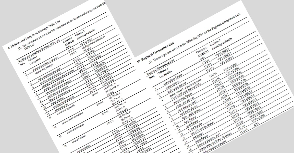 Multiple Occupation Lists Explained